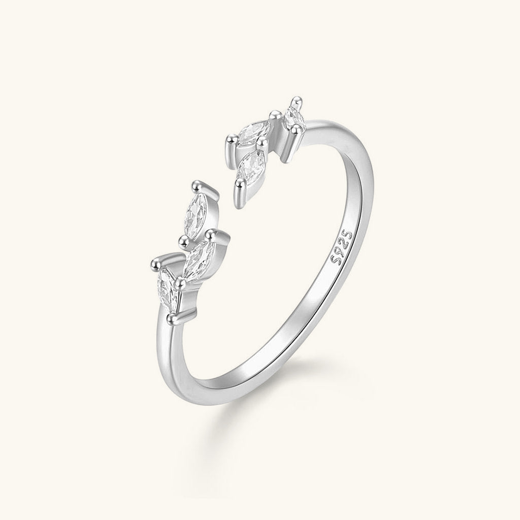 Marquise Diamond Open Six Stone Ring - Silver