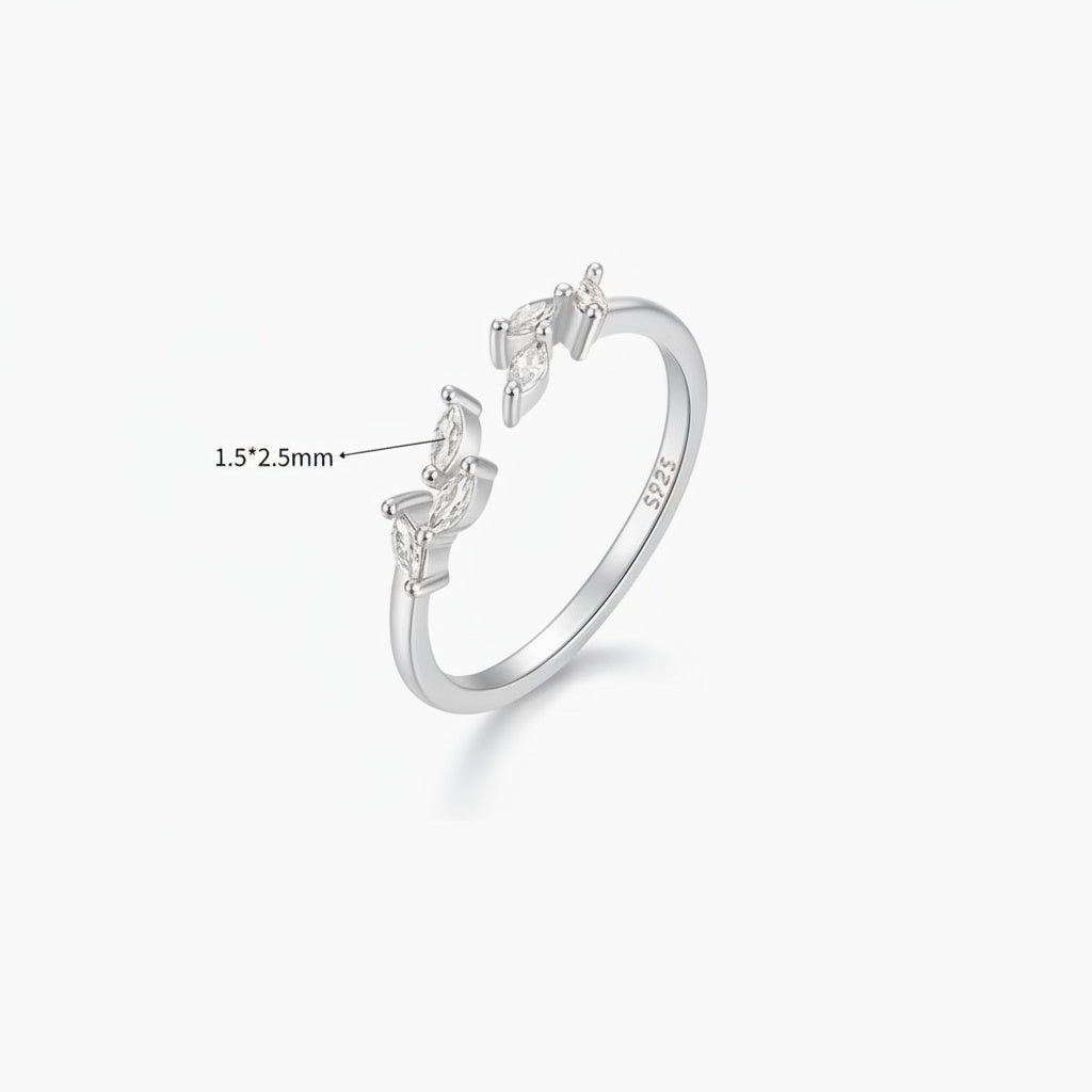 Marquise Diamond Open Six Stone Ring - Silver