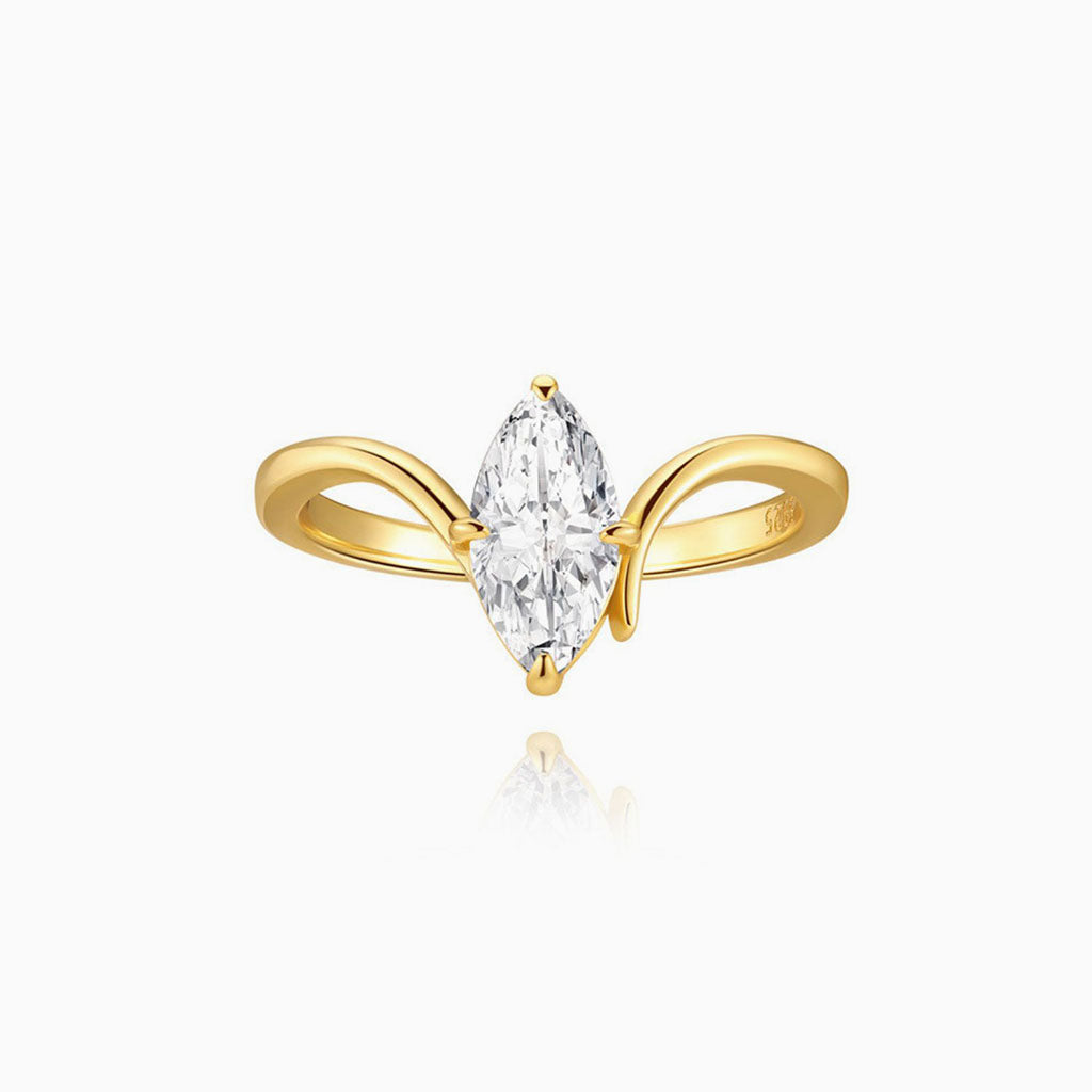 Marquise Diamond Solitaire Ring - Gold