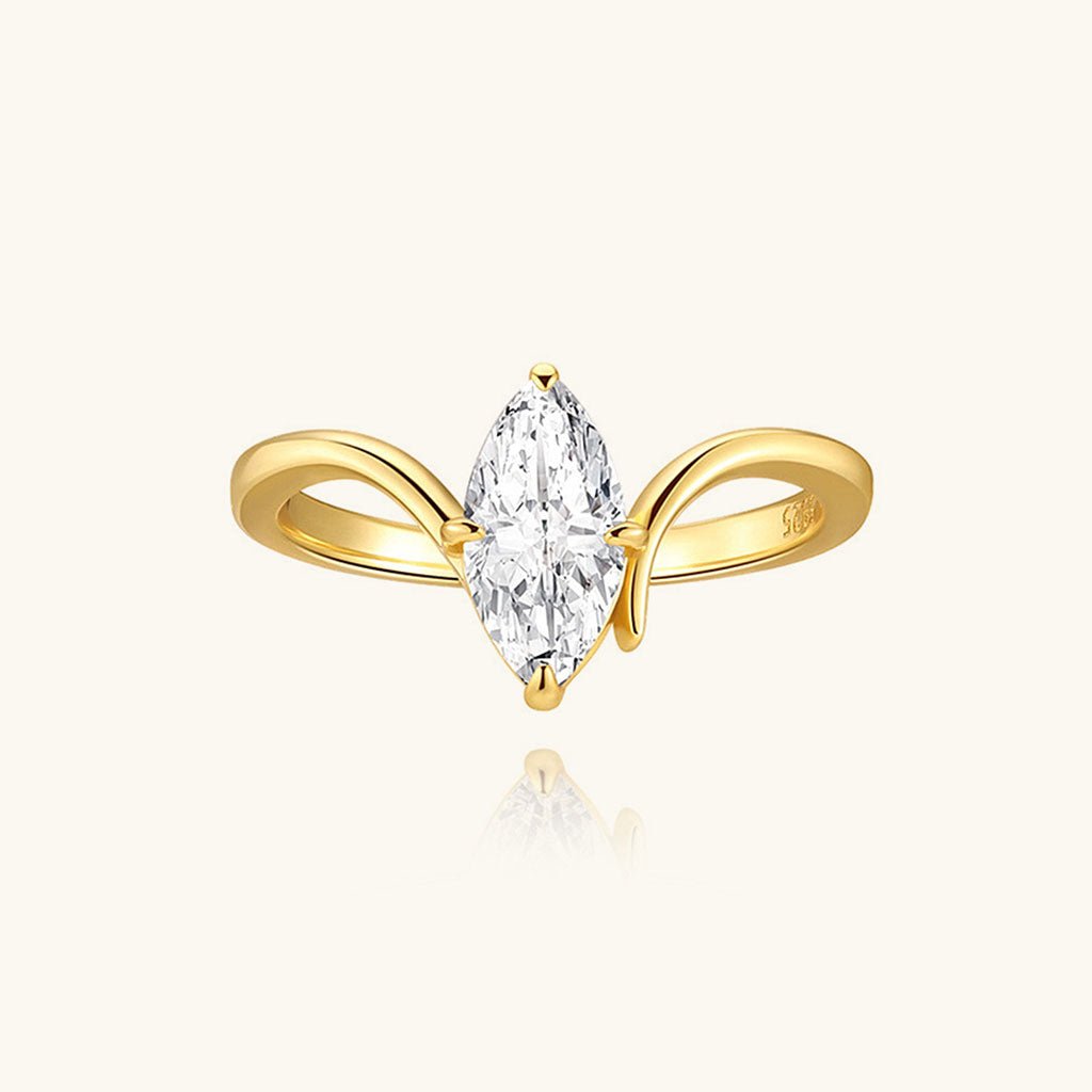 Marquise Diamond Solitaire Ring - Gold