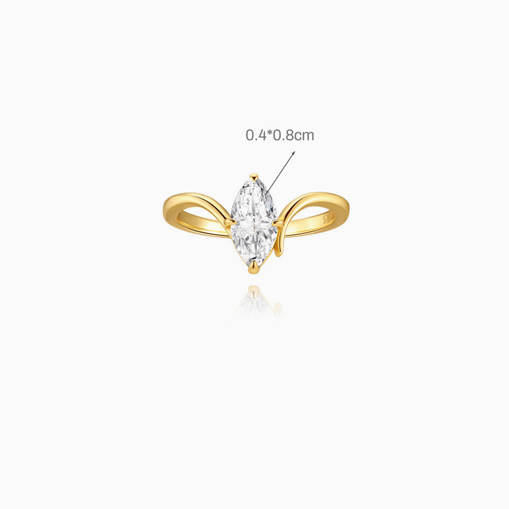 Marquise Diamond Solitaire Ring - Gold