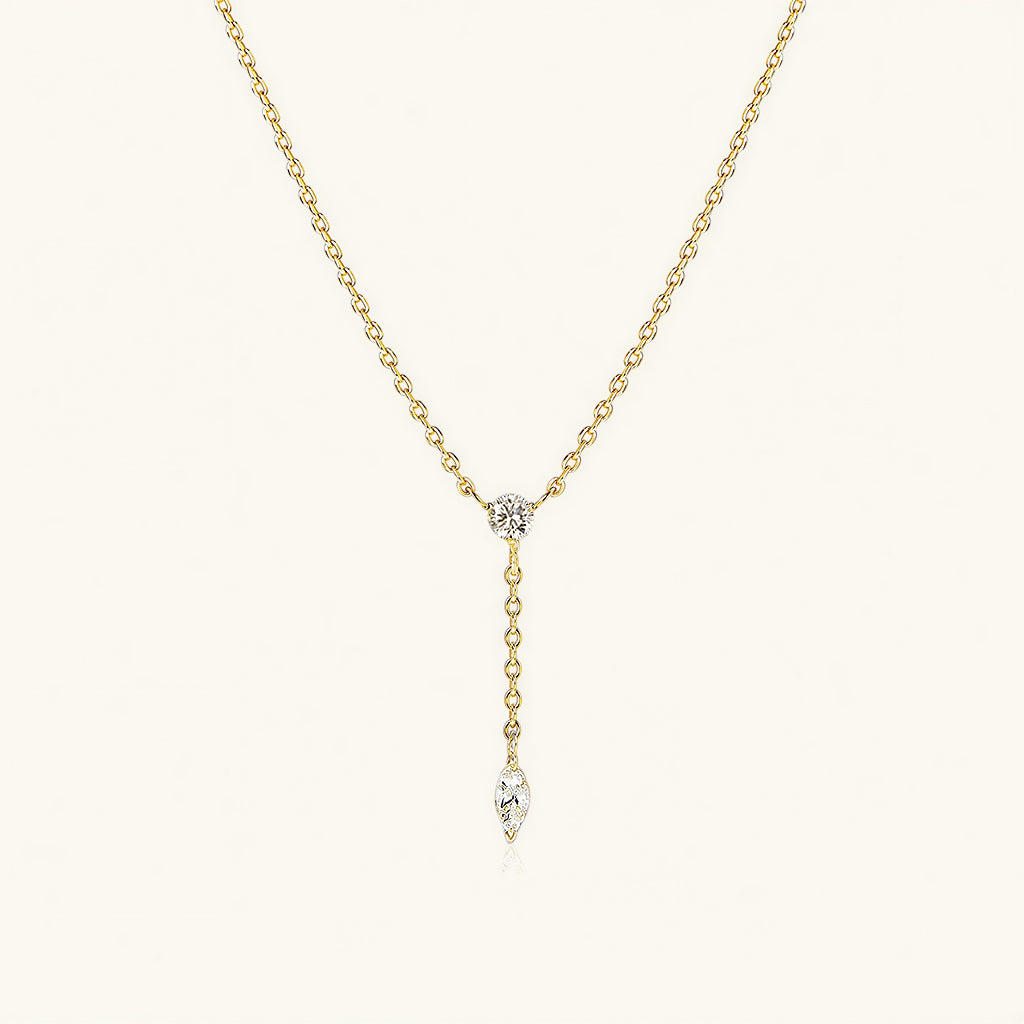 Marquise Drop Lariat Necklace - Gold