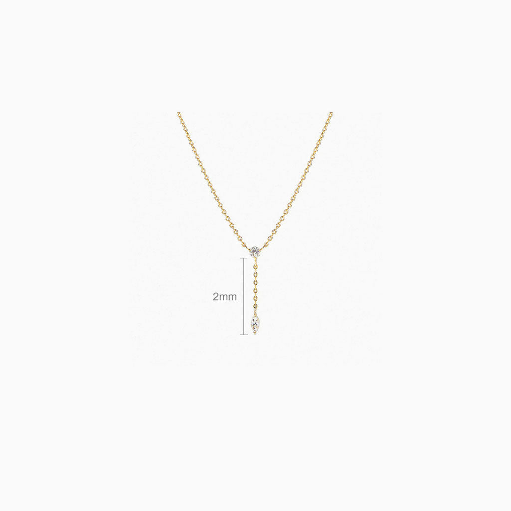 Marquise Drop Lariat Necklace - Gold