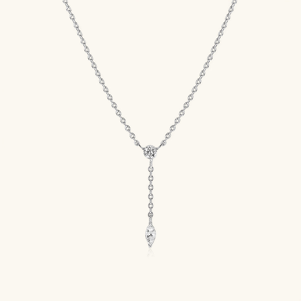 Marquise Drop Lariat Necklace - Silver