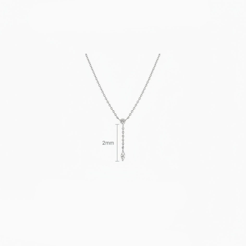 Marquise Drop Lariat Necklace - Silver