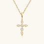 Marquise Moissanite Cross Pendant Necklace - Gold