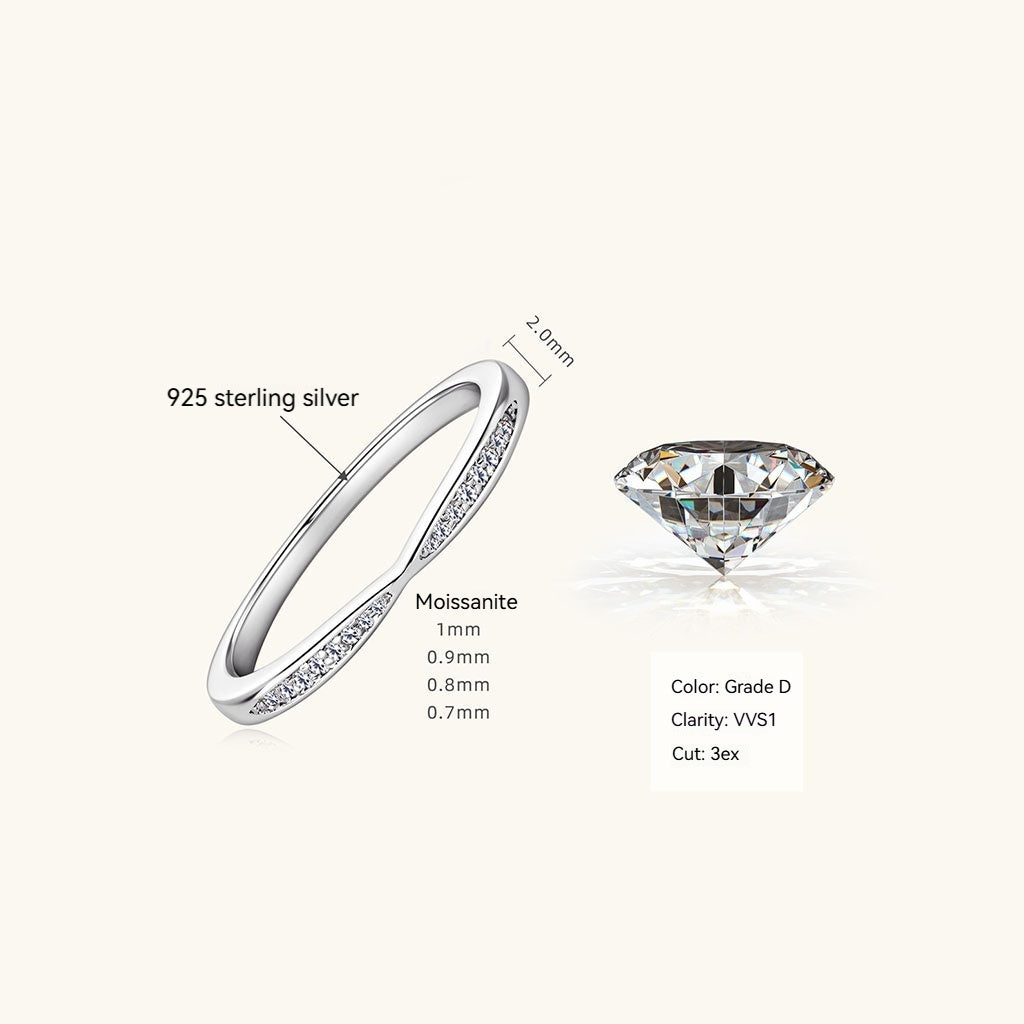 Meeting Moissanite Half Eternity Ring - Silver