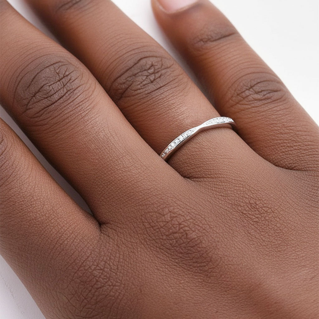 Meeting Moissanite Half Eternity Ring - Silver