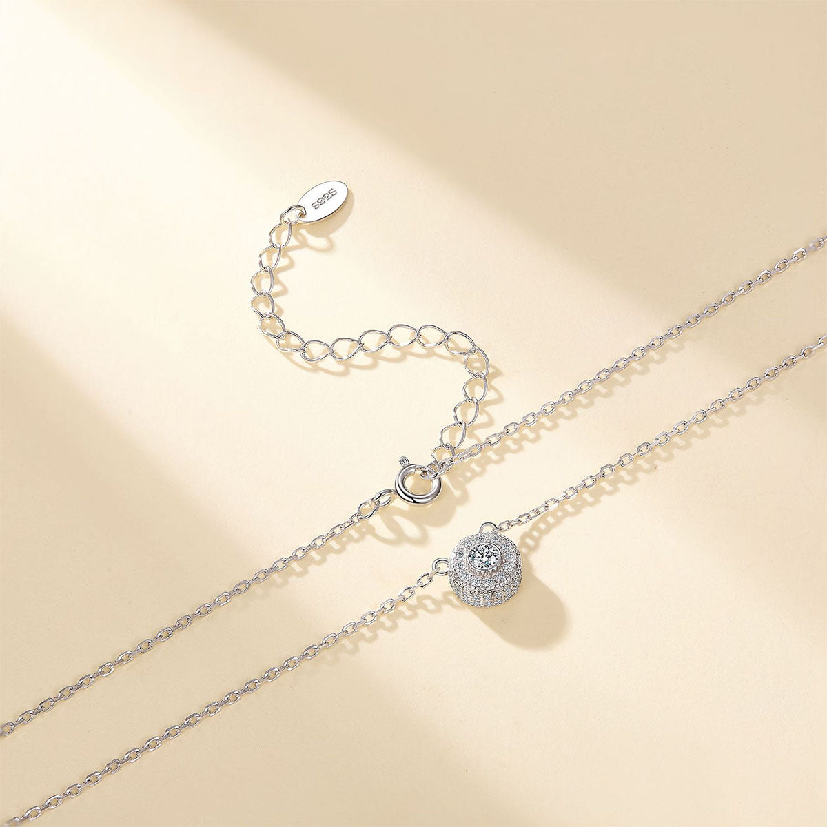 Milgrain Circle Halo Moissanite Pendant Necklace - Silver