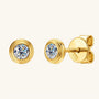 Mini Bezel Moissanite Stud Earrings - Gold