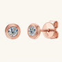 Mini Bezel Moissanite Stud Earrings - Rose Gold