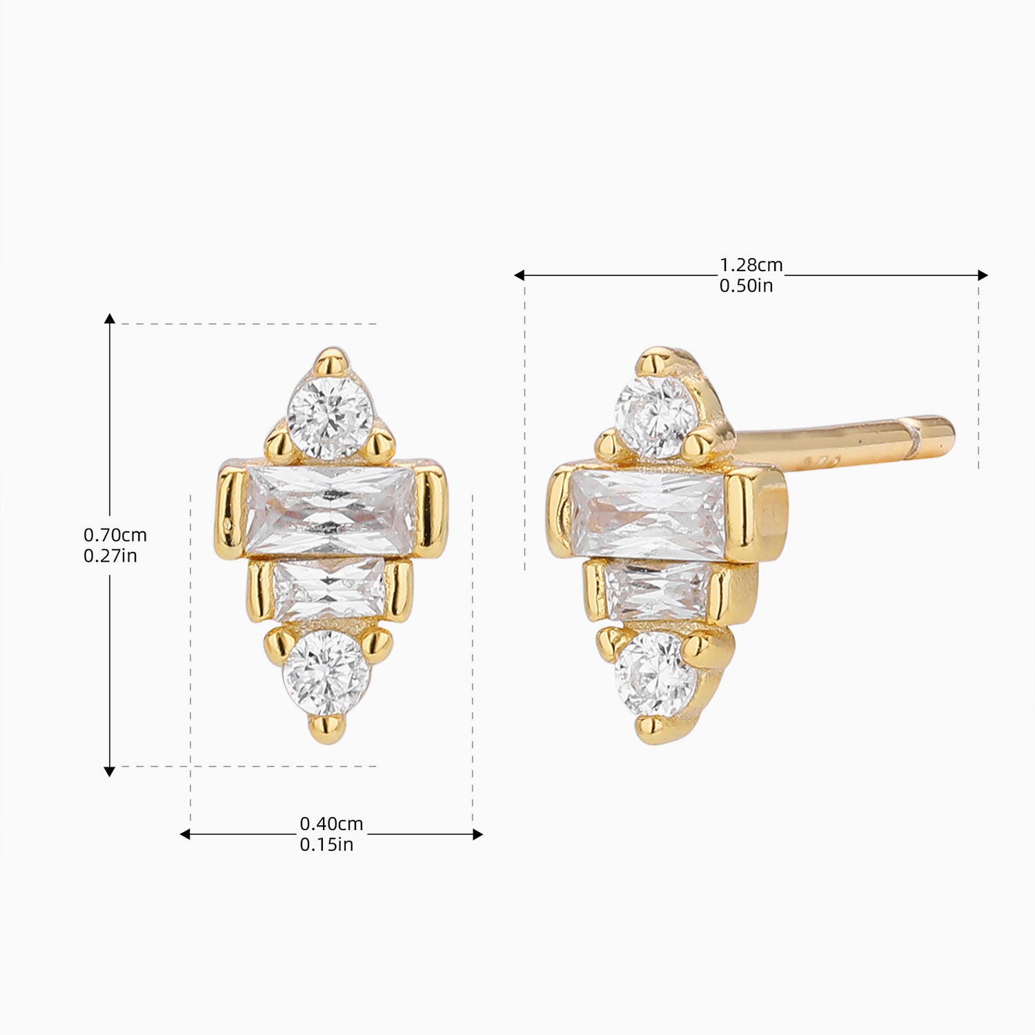 Mini Diamond Croissant Stud Earrings - Gold