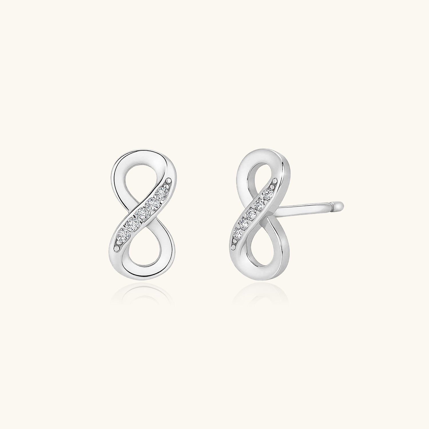 Mini Diamond Infinity Earrings - Silver