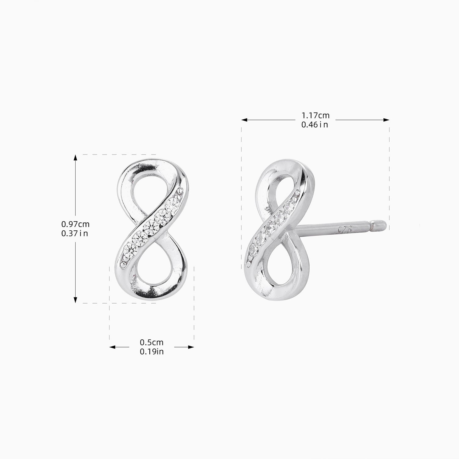 Mini Diamond Infinity Earrings - Silver