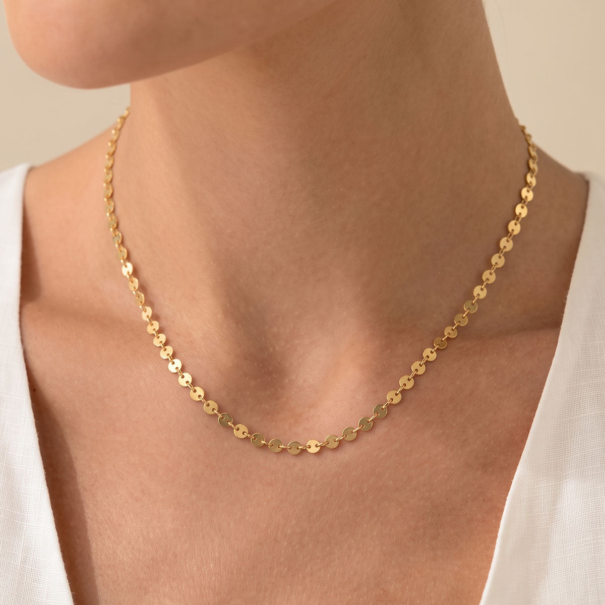Mini Disc Chain Necklace - Gold