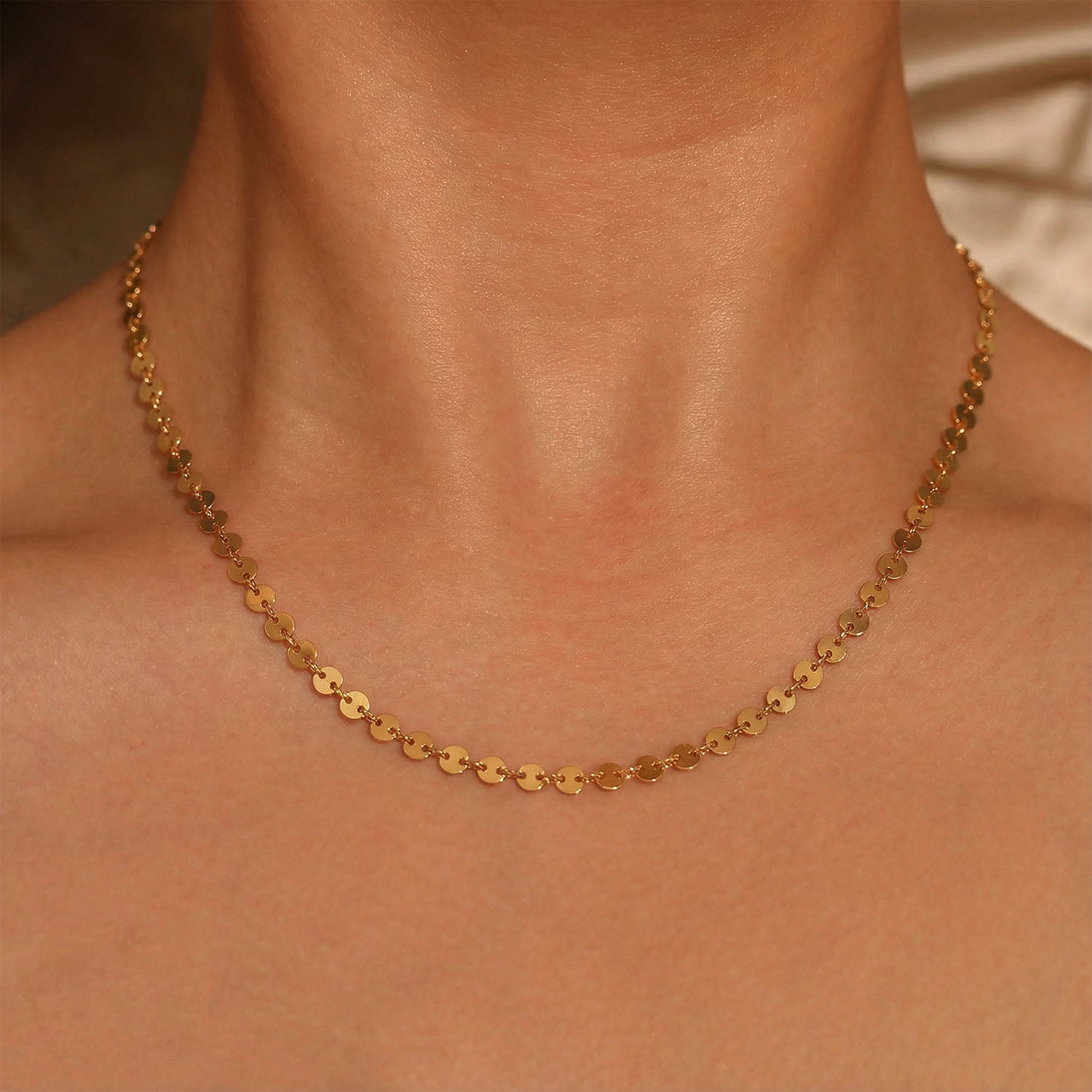 Mini Disc Chain Necklace - Gold