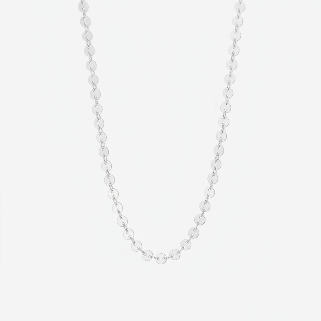 Mini Disc Chain Necklace - Silver