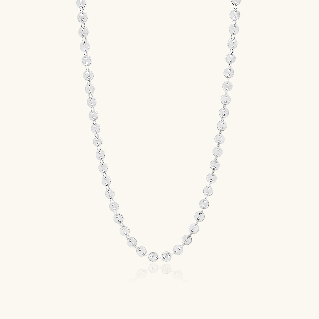 Mini Disc Chain Necklace - Silver