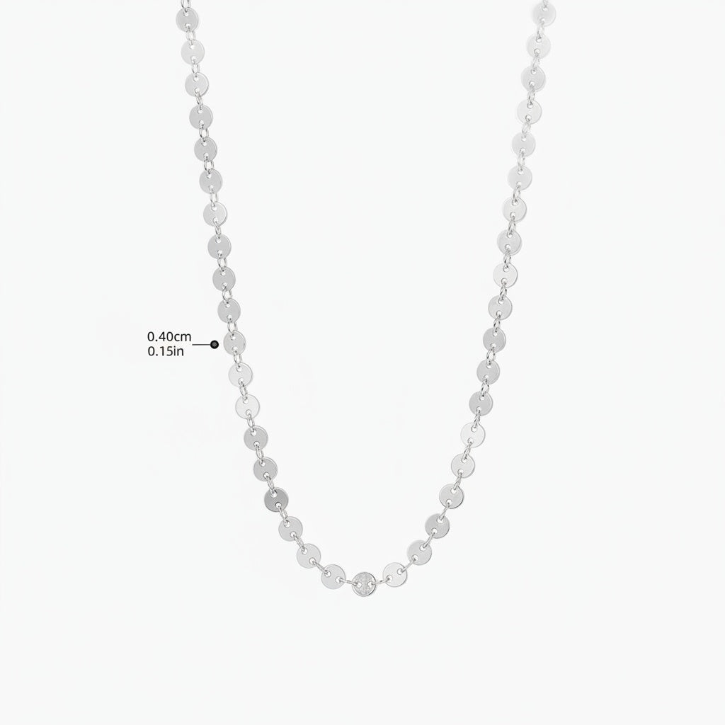Mini Disc Chain Necklace - Silver