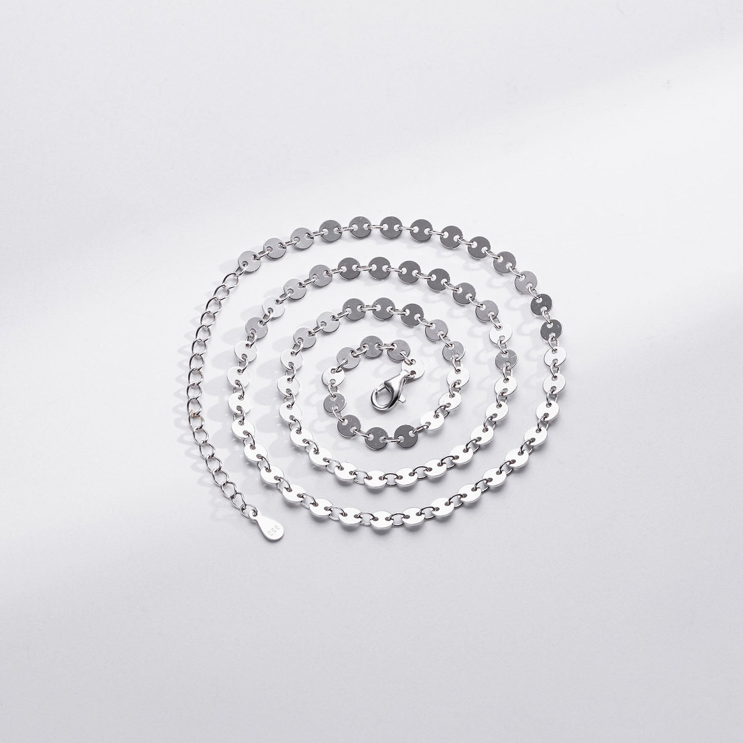 Mini Disc Chain Necklace - Silver