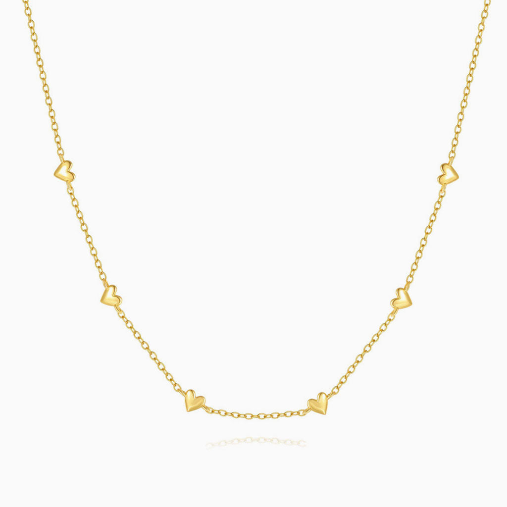 Mini Heart Station Necklace - Gold