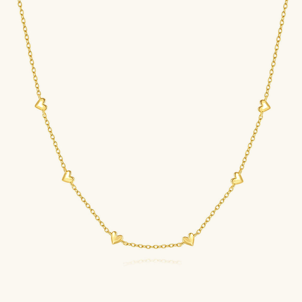 Mini Heart Station Necklace - Gold