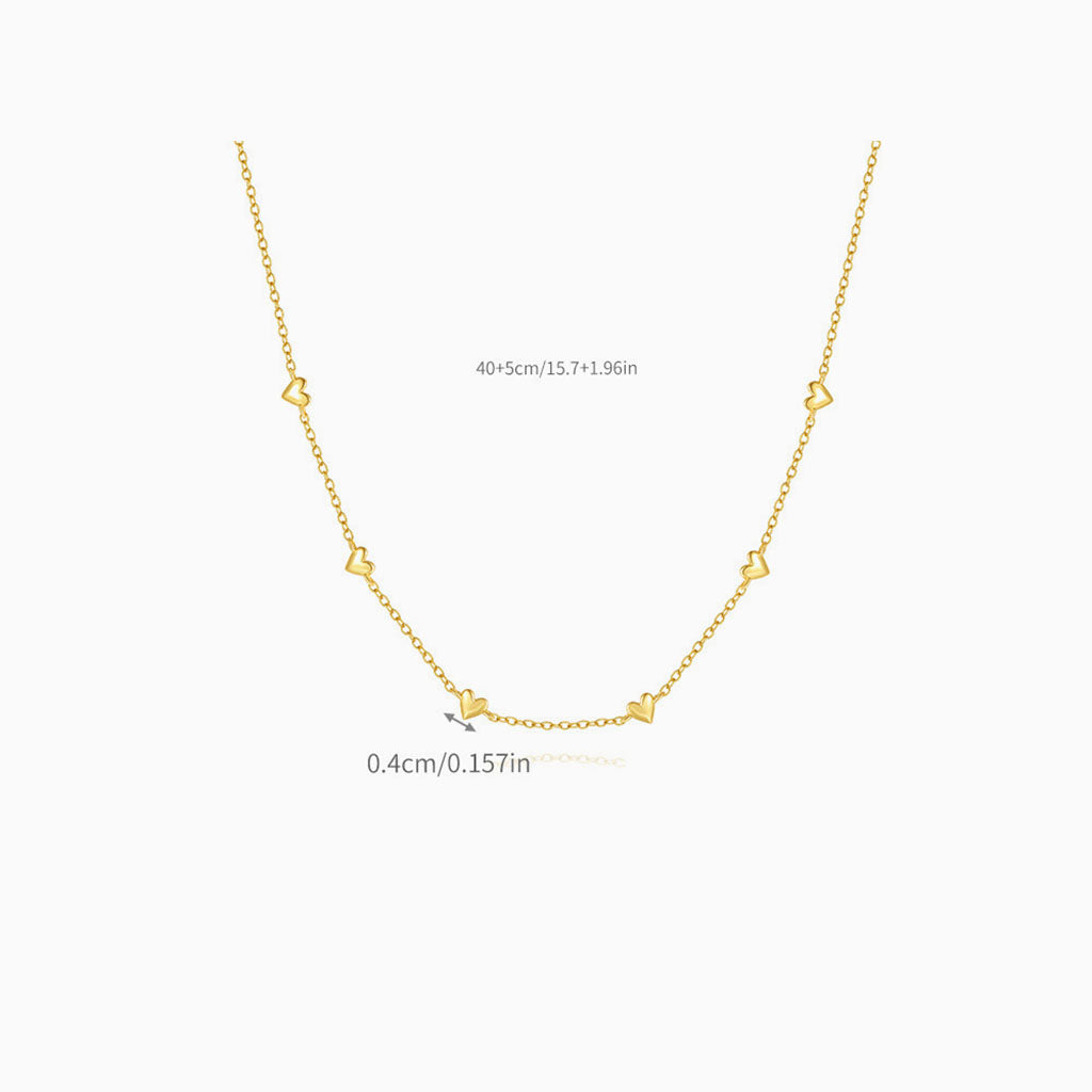 Mini Heart Station Necklace - Gold