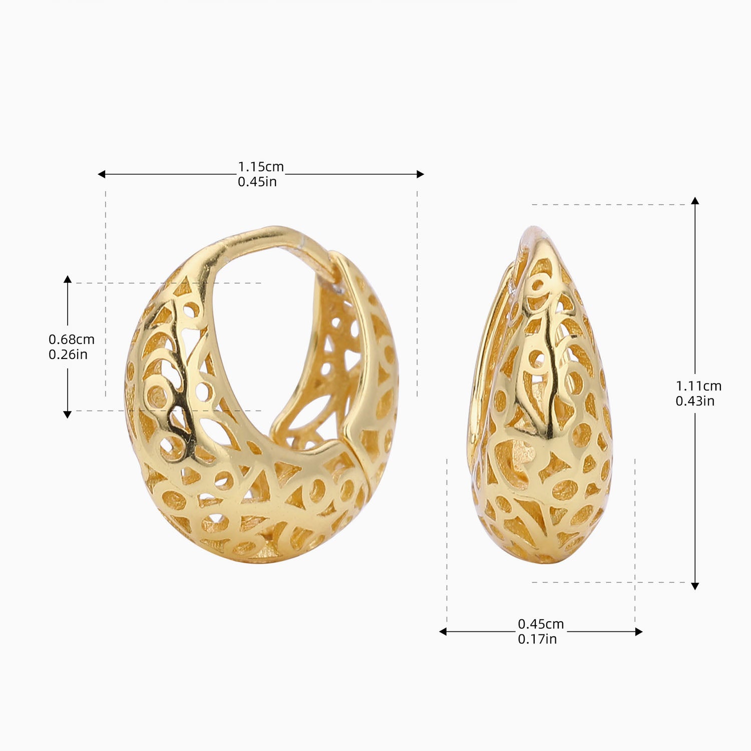 Mini Openwork Dome Huggie Hoop Earrings - Gold