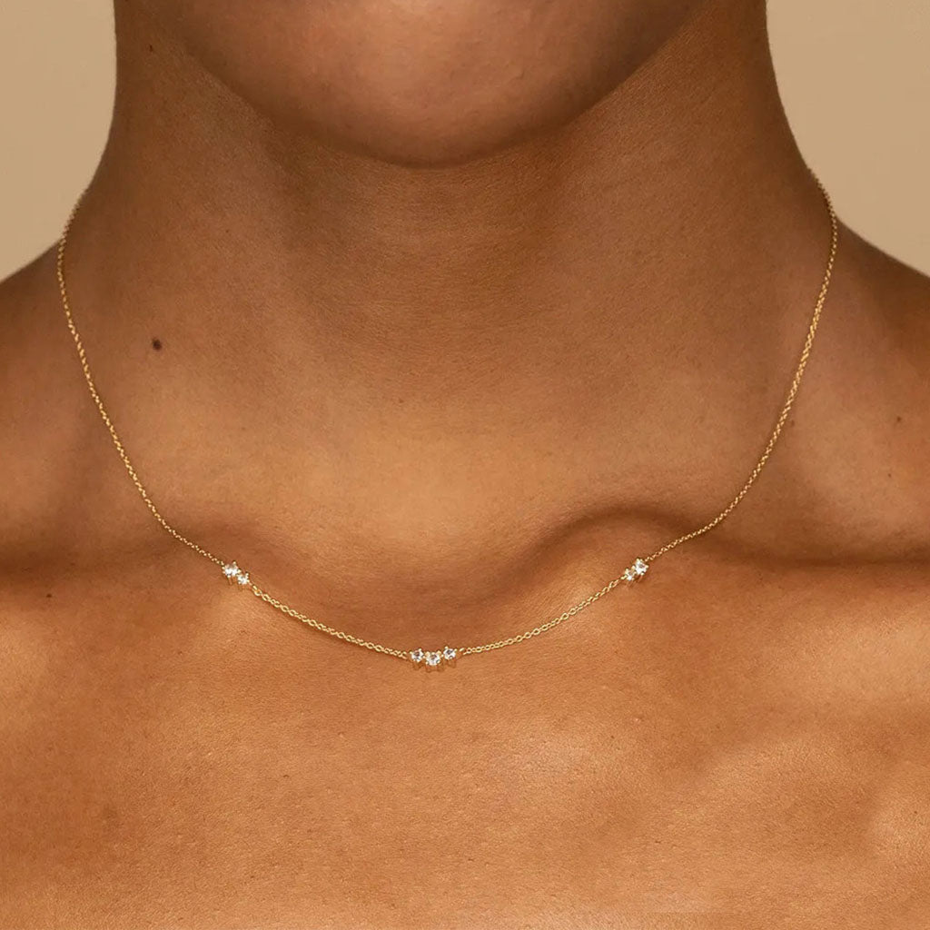 Mini Seven Stone Necklace - Gold