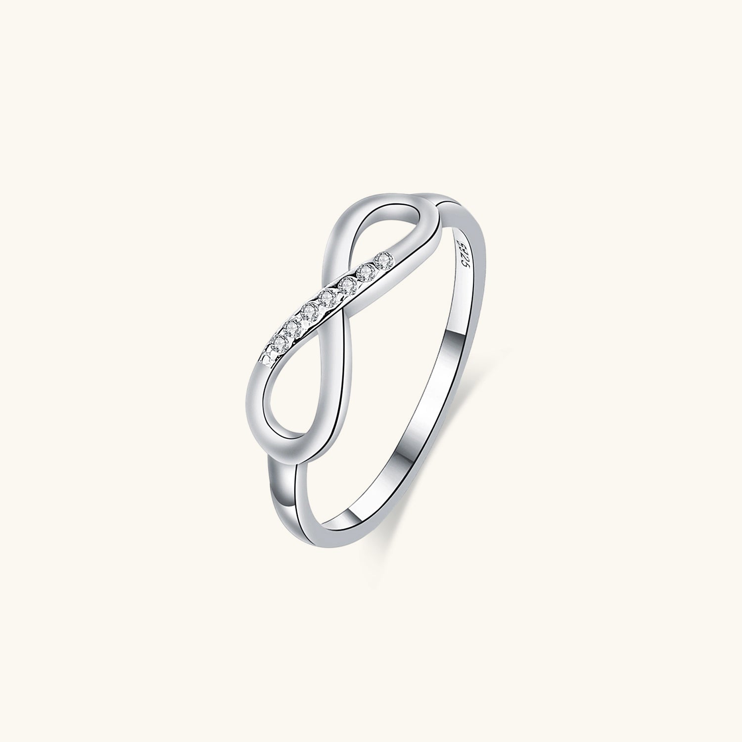 Minimalist Diamond Infinity Ring - Silver