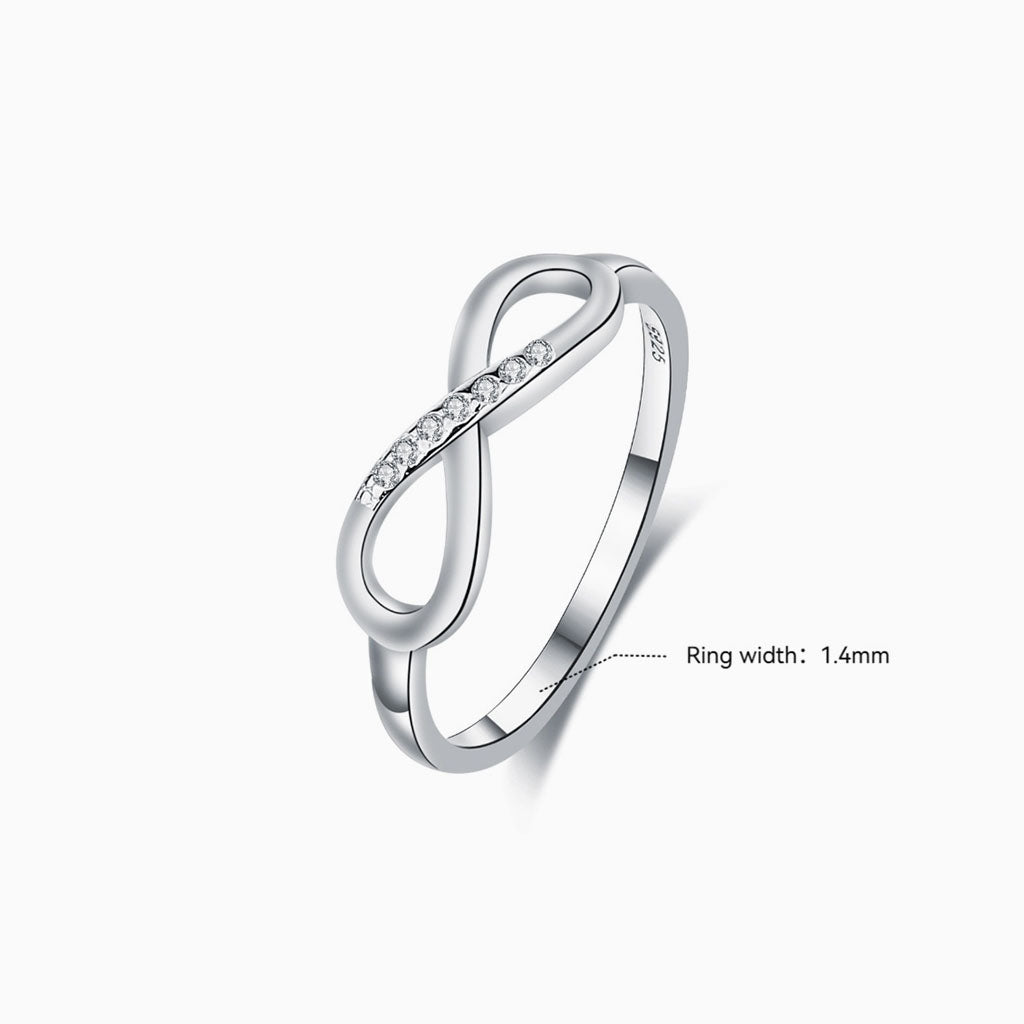 Minimalist Diamond Infinity Ring - Silver