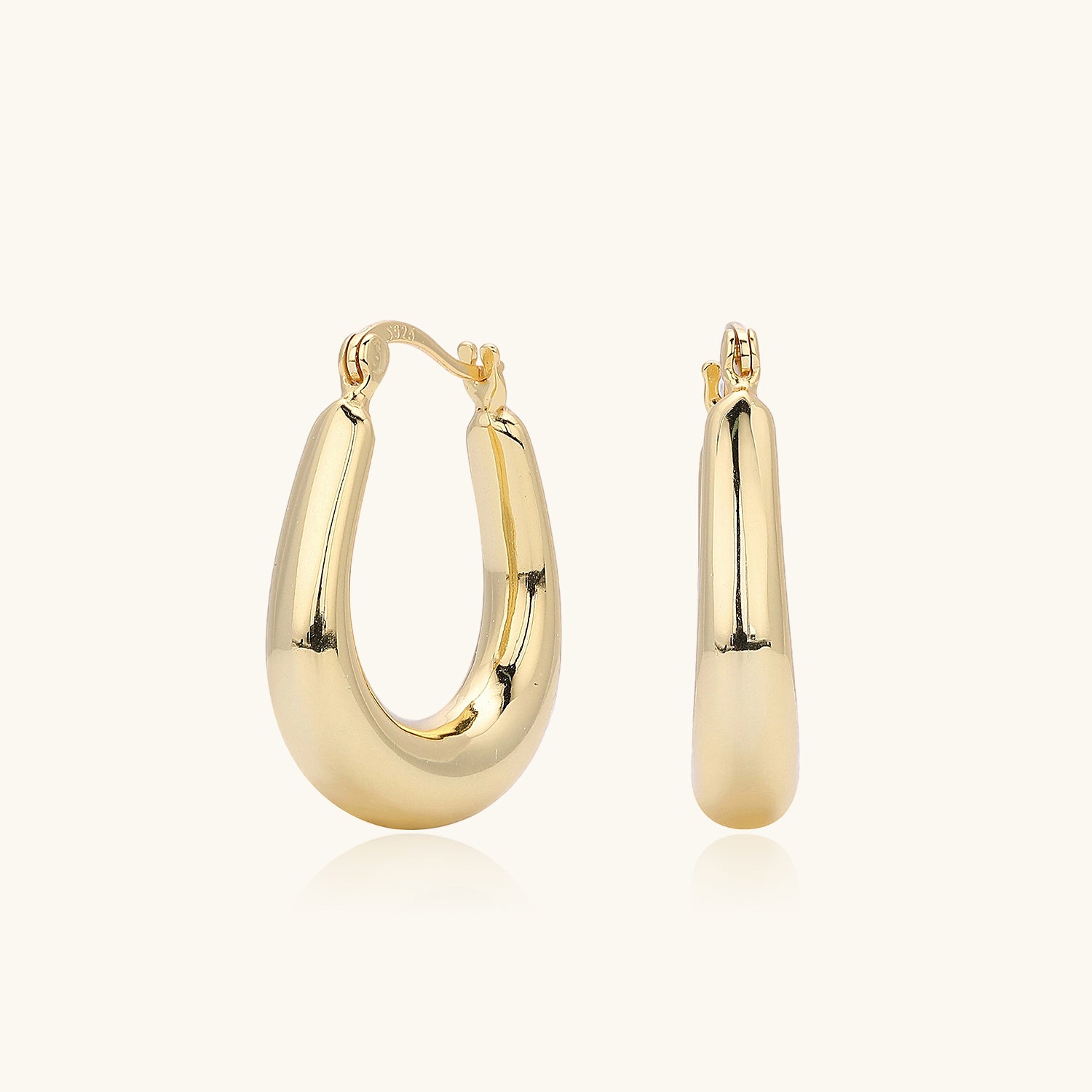 Minimalist Dome Hoop Earrings - Gold