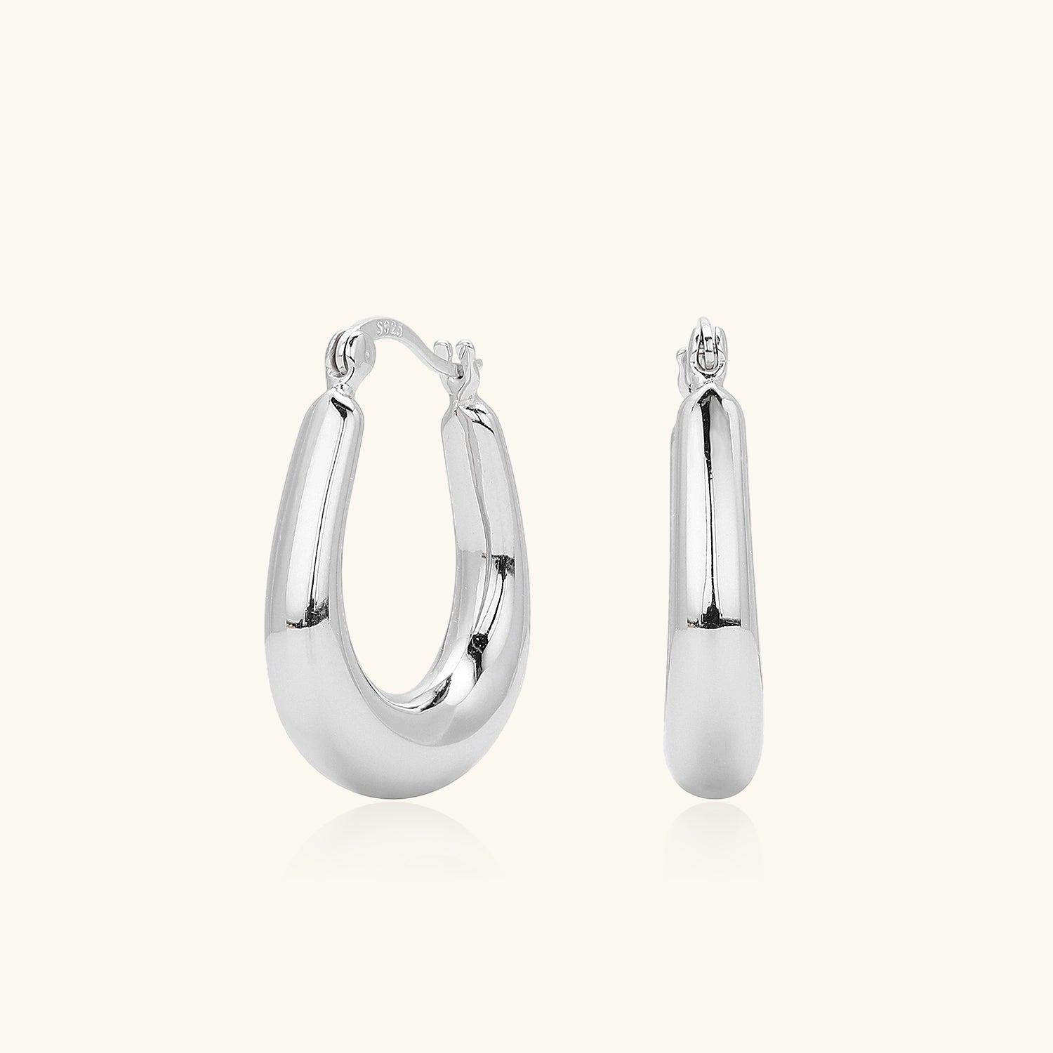 Minimalist Dome Hoop Earrings - Silver