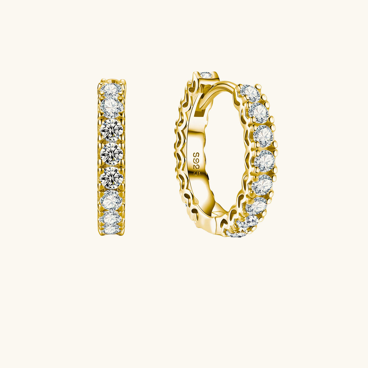 Minimalist Eternity Moissanite Hoop Earrings - Gold