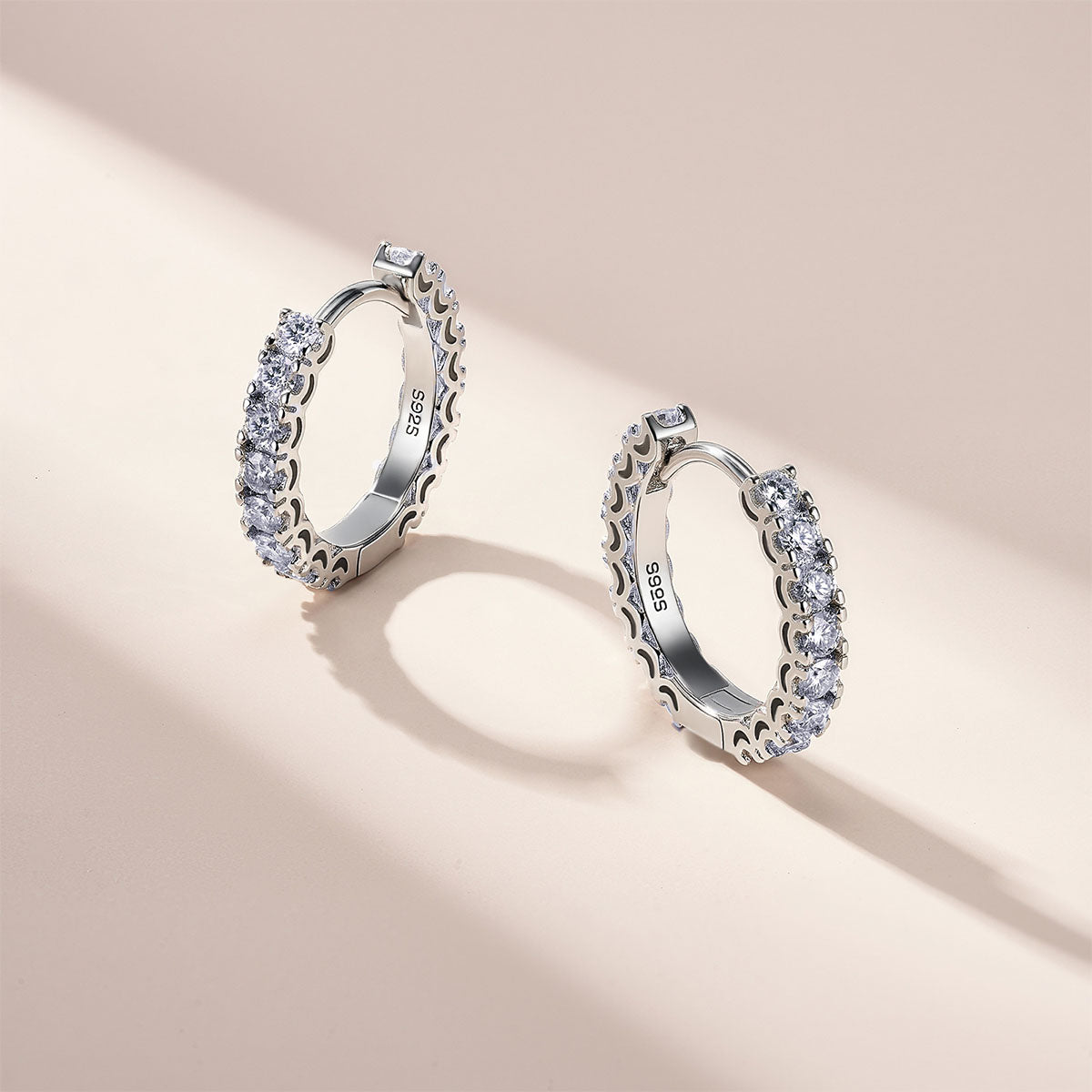 Minimalist Eternity Moissanite Hoop Earrings - Silver