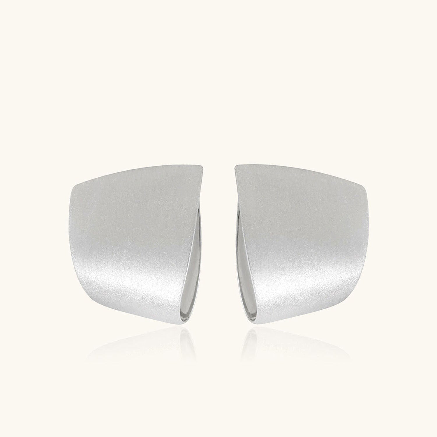 Minimalist Geometric Brushed Texture Earrings - Silver