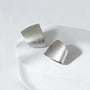 Minimalist Geometric Brushed Texture Earrings - Silver