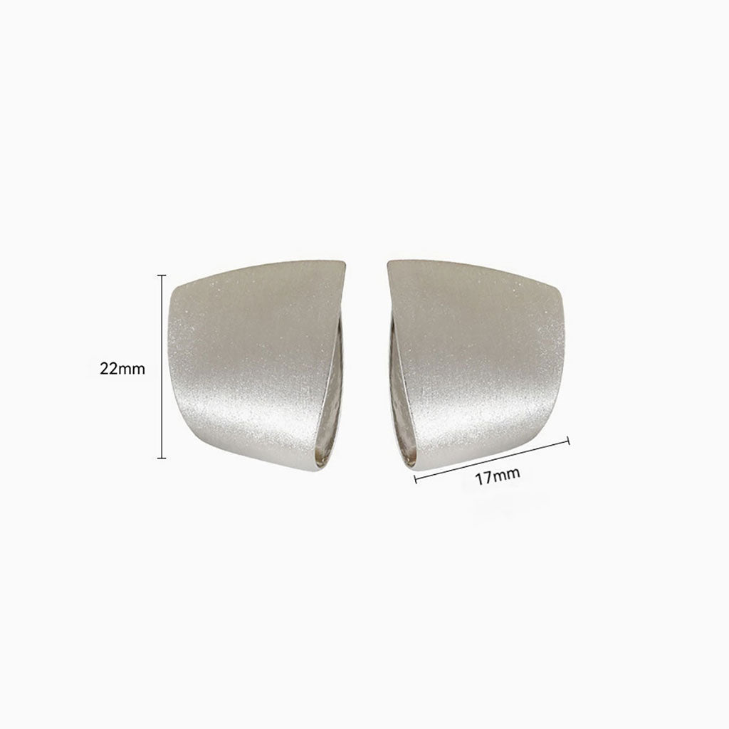 Minimalist Geometric Brushed Texture Earrings - Silver