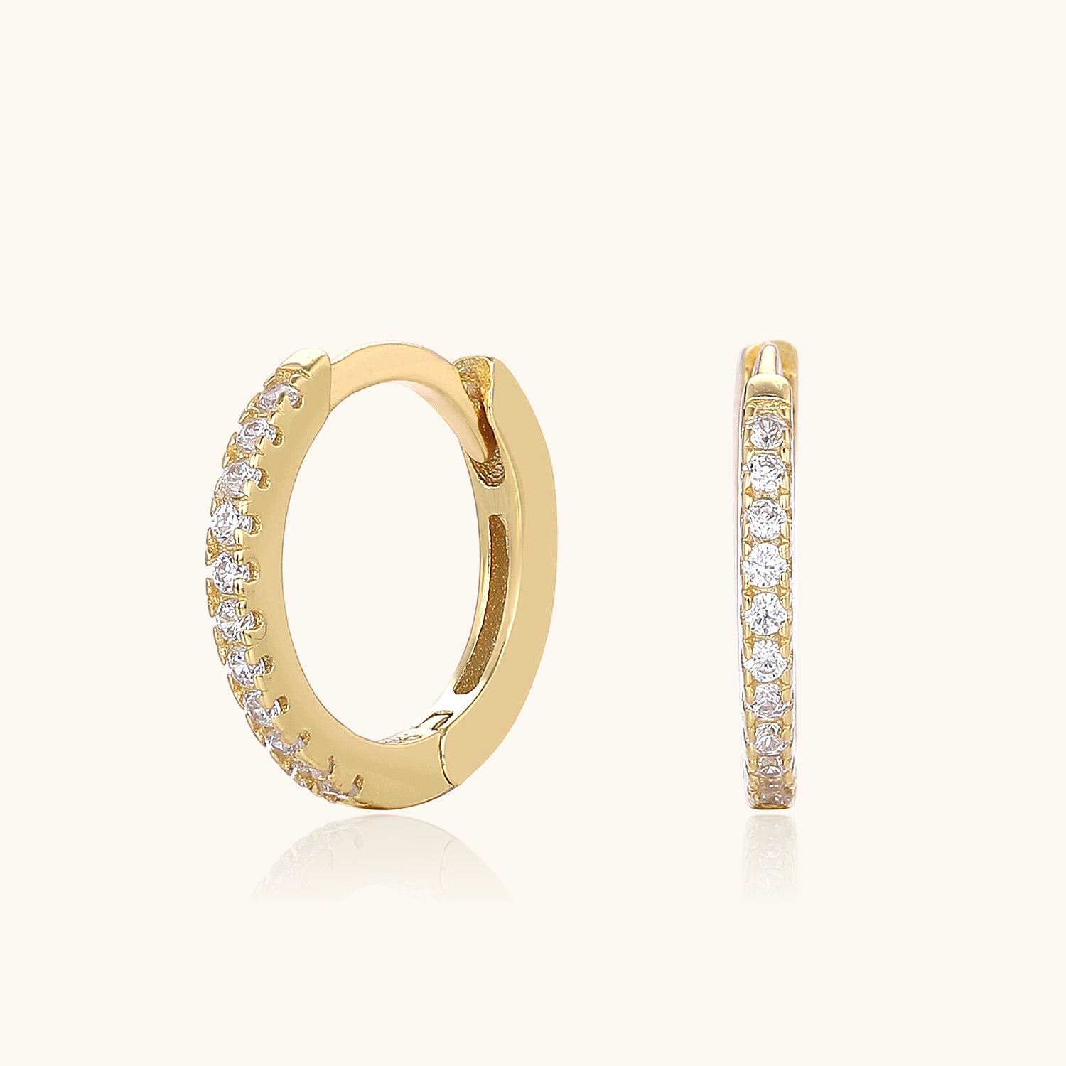 Minimalist Half Eternity Huggie Hoop Earrings - Gold