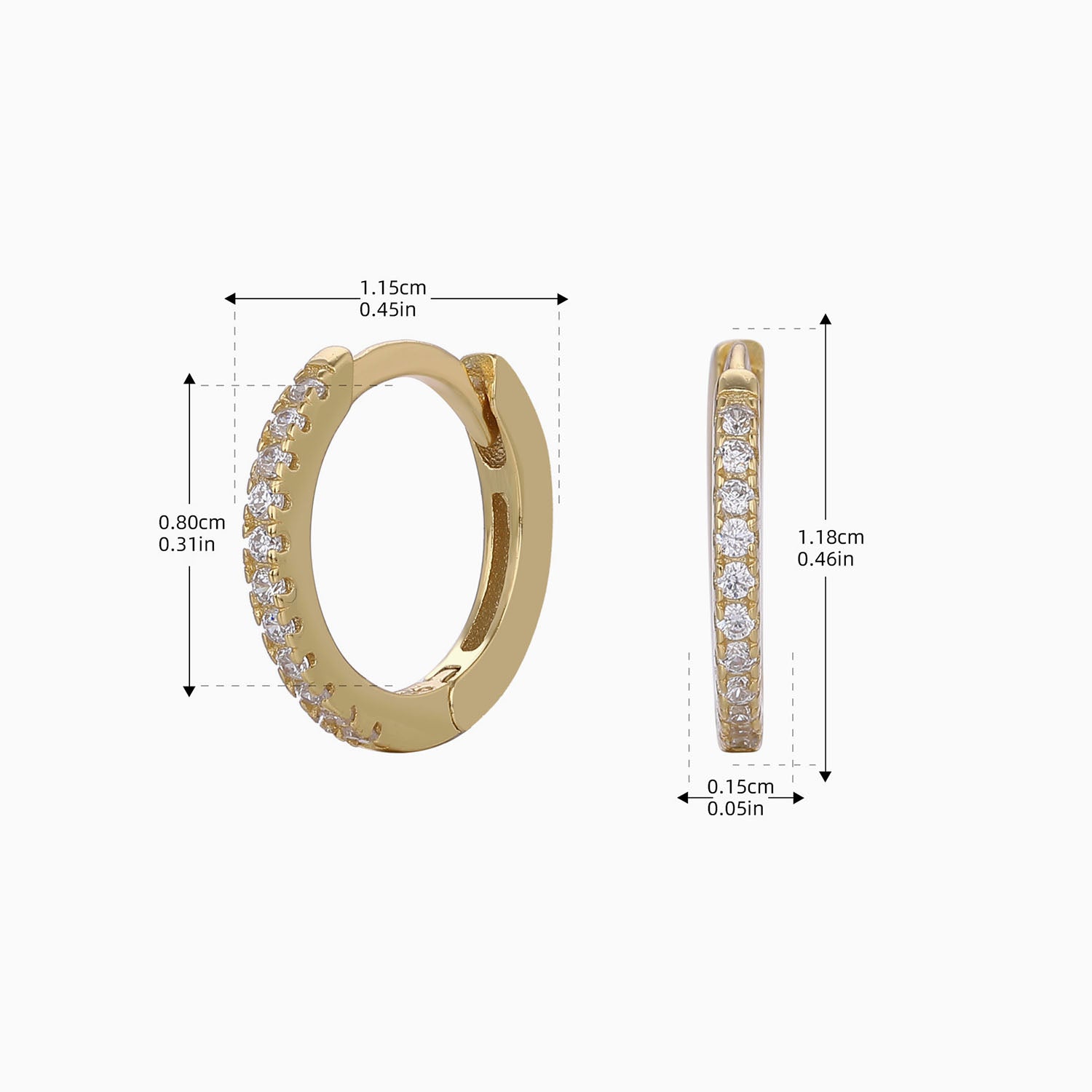 Minimalist Half Eternity Huggie Hoop Earrings - Gold