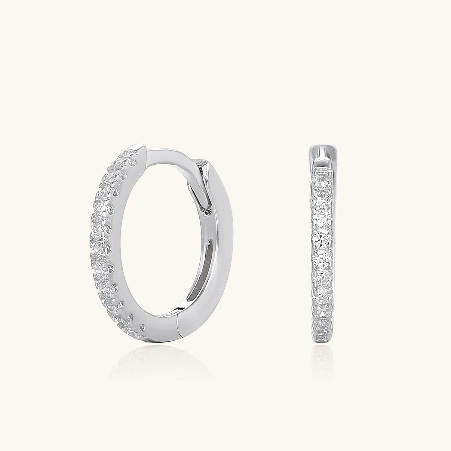 Minimalist Half Eternity Huggie Hoop Earrings - Silver