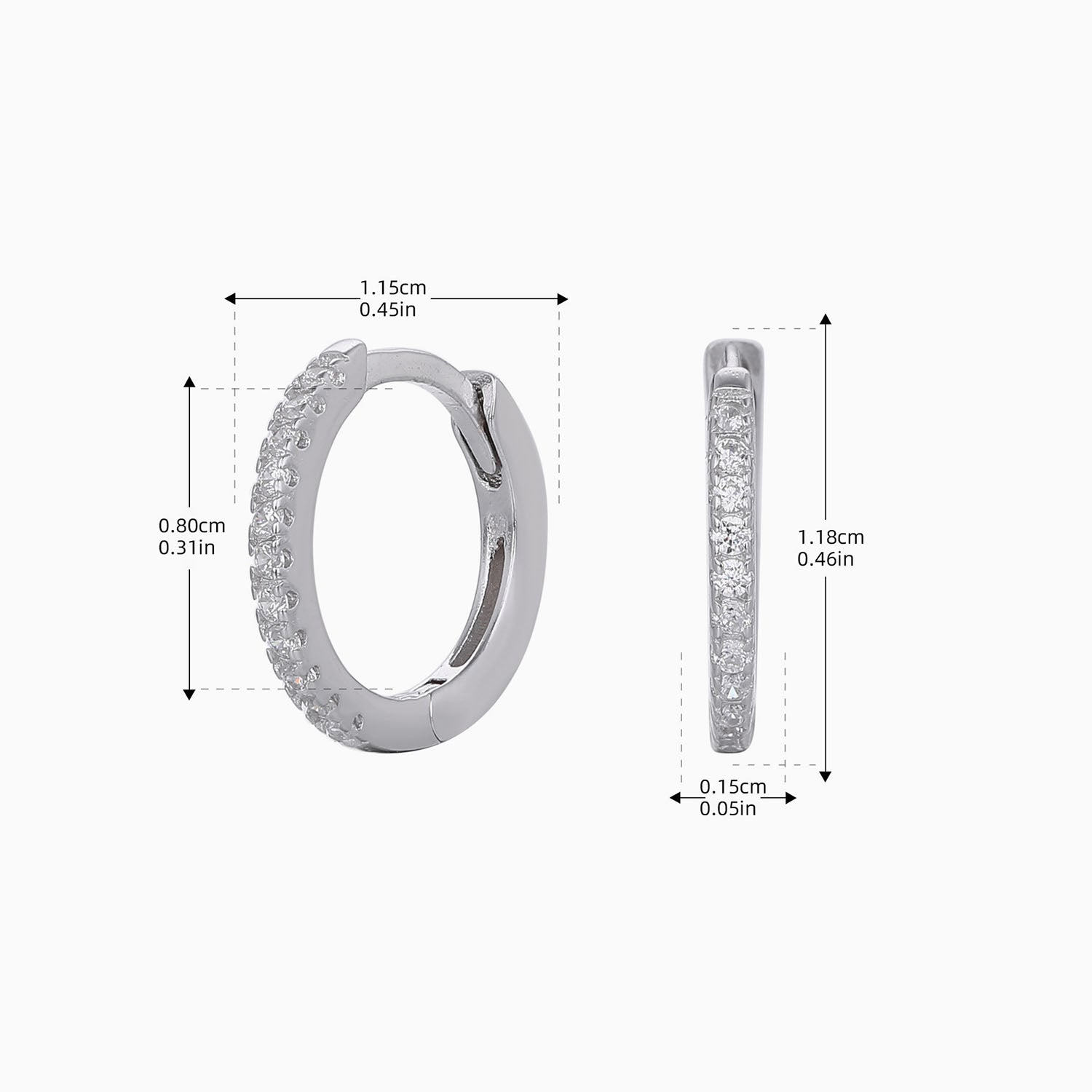 Minimalist Half Eternity Huggie Hoop Earrings - Silver