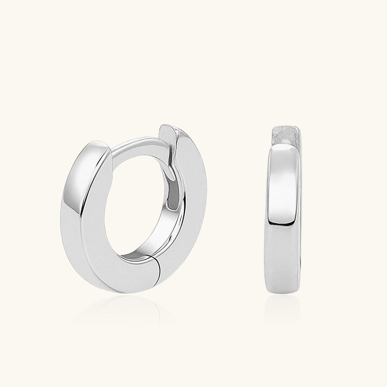 Minimalist Huggie Hoop Earrings - Silver