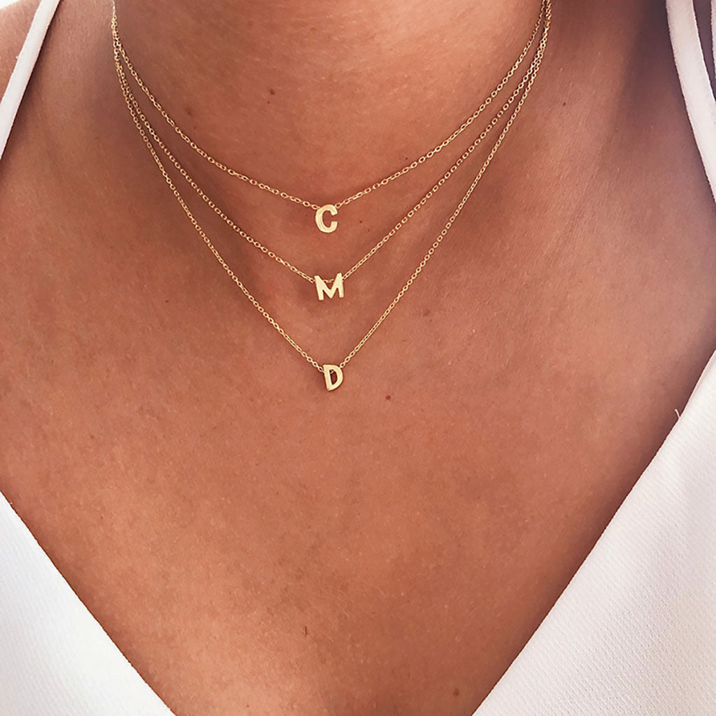 Minimalist Initial Necklace - Gold