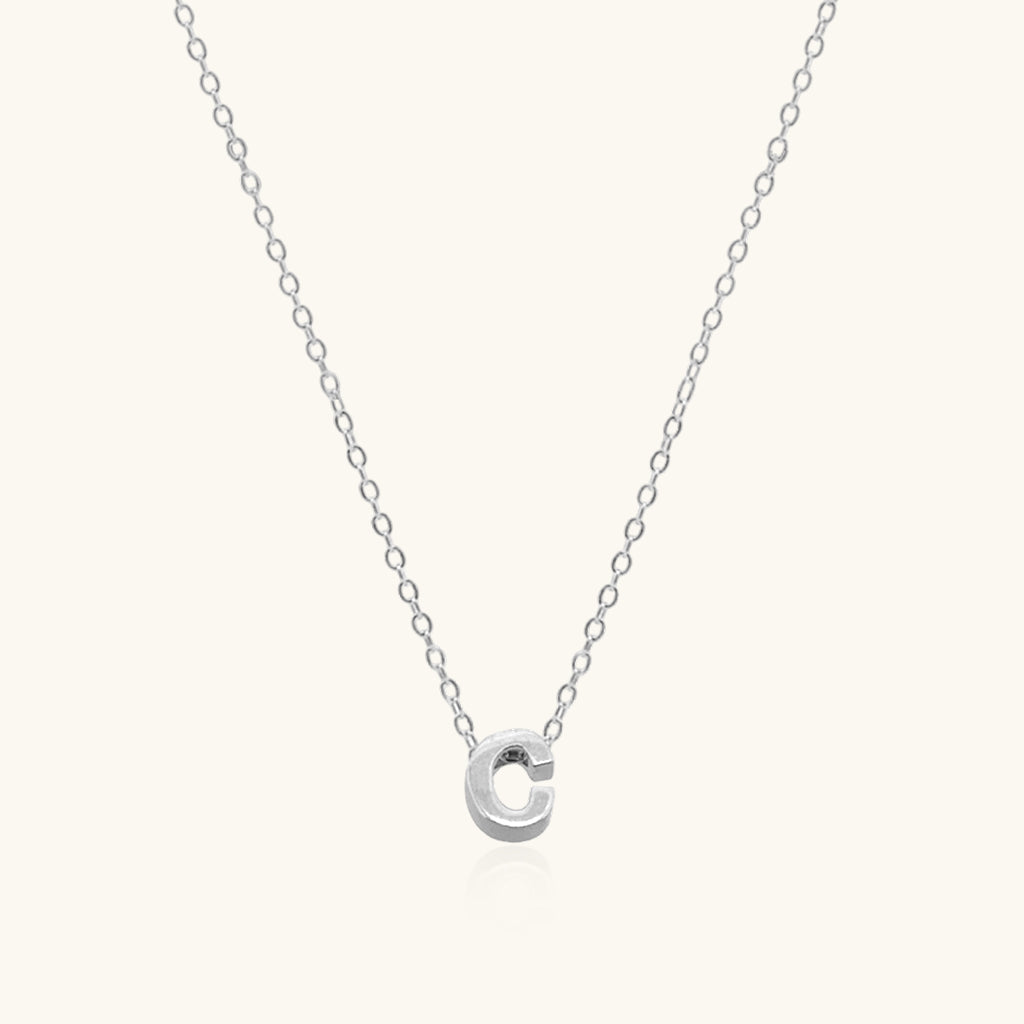 Minimalist Initial Necklace - Silver