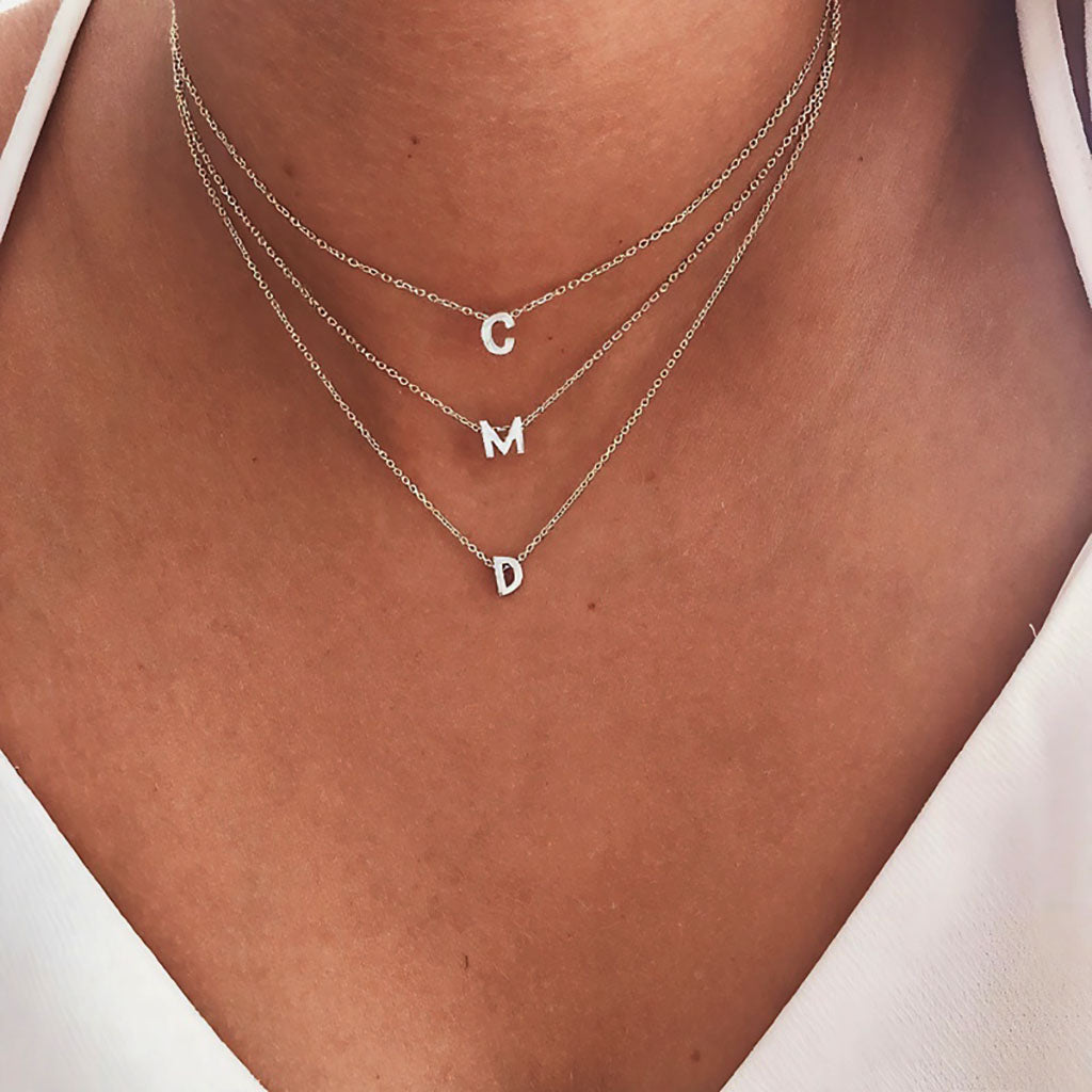 Minimalist Initial Necklace - Silver