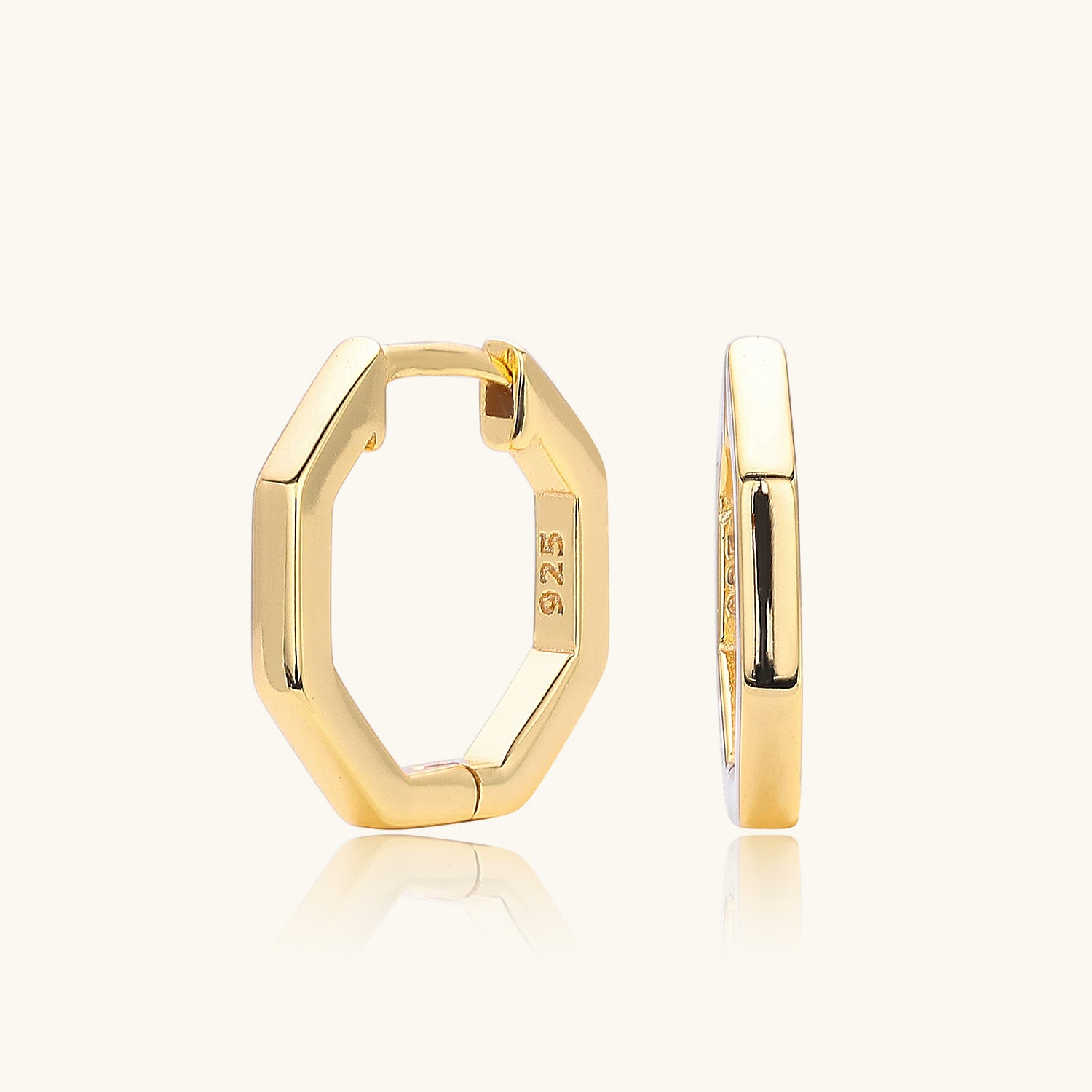 Minimalist Octagon Hoop Earrings - Gold