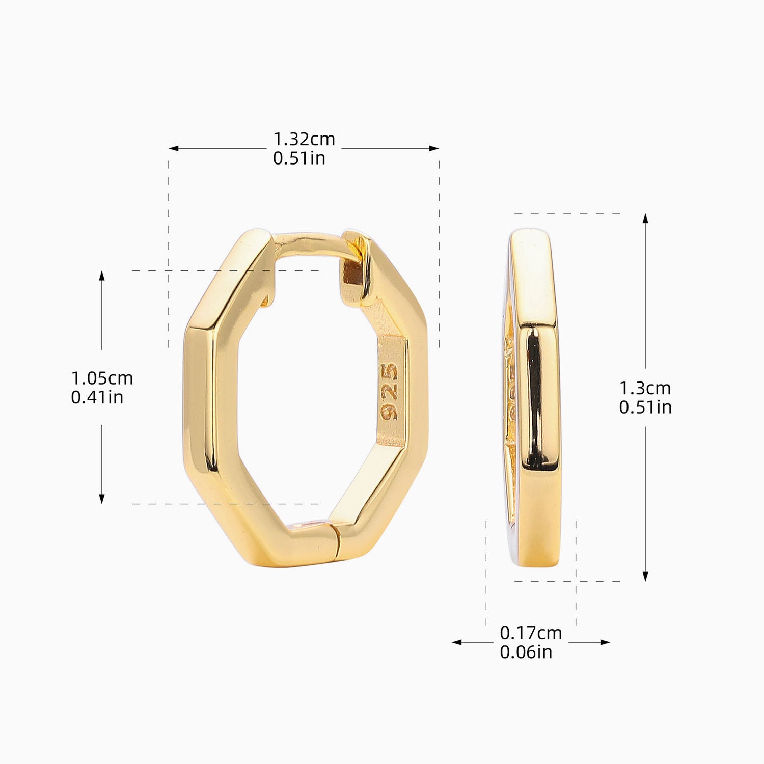 Minimalist Octagon Hoop Earrings - Gold