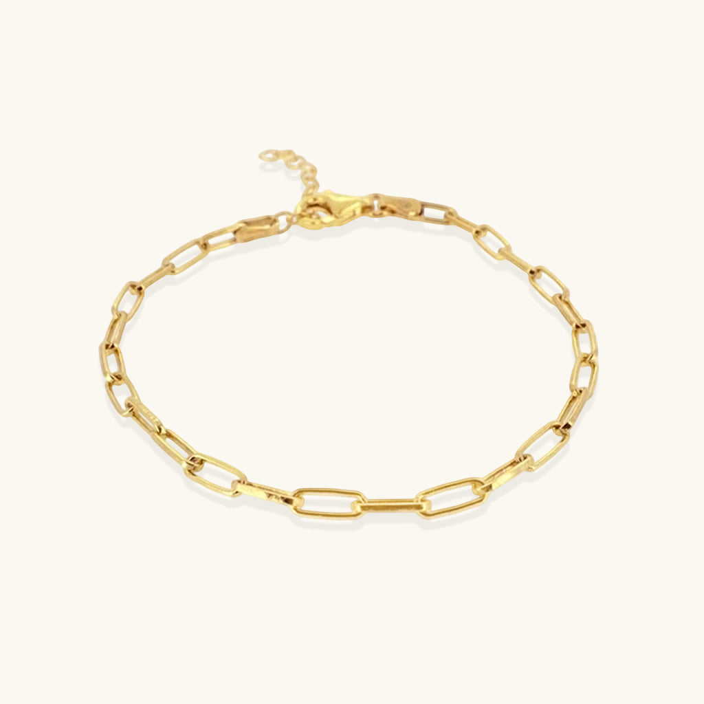 Minimalist Paperclip Chain Bracelet - Gold