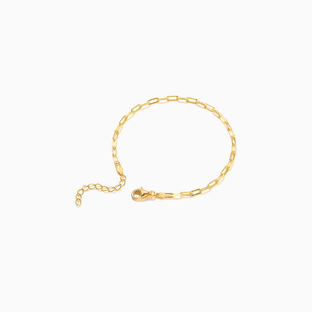 Minimalist Paperclip Chain Bracelet - Gold